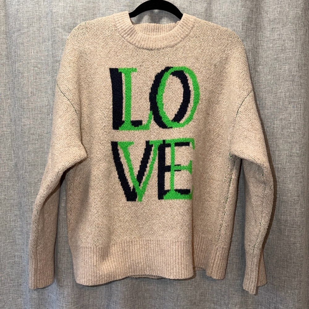 a new day Beige and Green Sweater size large